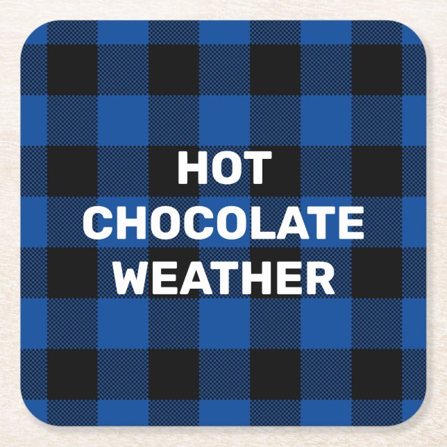 Porta-copo De Papel Quadrado Xadrez de Búfalos Azul e Preto - Apresentação Pers (Frente)