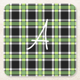 Porta-copo De Papel Quadrado Xadrez de Natal verde e preto