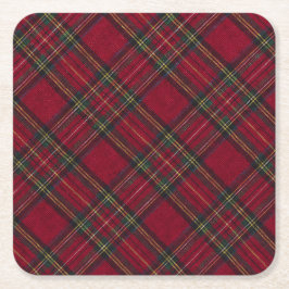 Porta-copo De Papel Quadrado Xadrez de Natal Vermelho e Verde Escuro