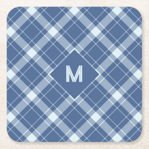 Porta-copo De Papel Quadrado Xadrez Monograma Personalizada / Padrão Tartan