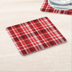 Porta-copo De Papel Quadrado Xadrez Vermelho e Branco Festivo