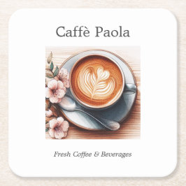 Porta-copo De Papel Quadrado Xícara de café com aquarela