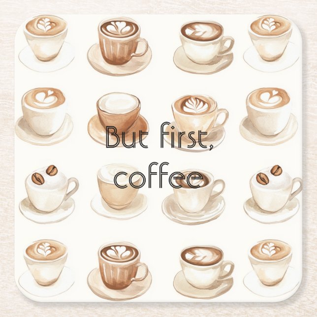 Porta-copo De Papel Quadrado Xícaras de Café com Creme (Frente)