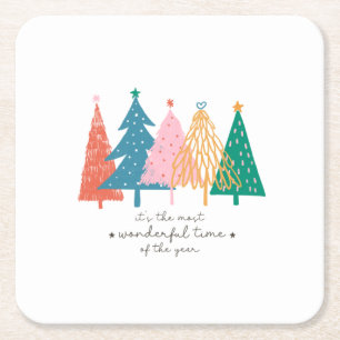 Porta-copo De Papel Quadrado Xmas Deu-Lhe Que É O Momento Mais Maravilhoso
