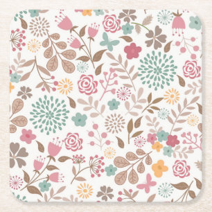 Porta-copo De Papel Quadrado Xmas Gift Floral 4 Seasons