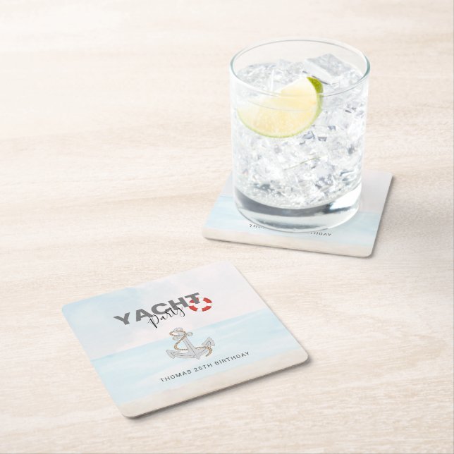 Porta-copo De Papel Quadrado Yacht Boat Cruise Festa de aniversário (Insitu)