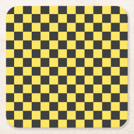 Porta-copo De Papel Quadrado Yellow and black checkerboard pattern