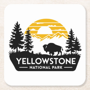 Porta-copo De Papel Quadrado Yellowstone National Park Bison Porta copos