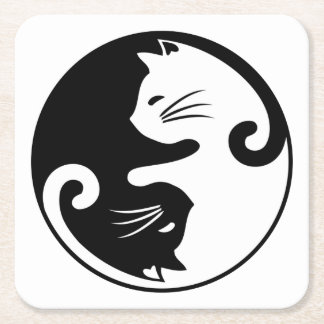 Porta-copo De Papel Quadrado Yin yang cats