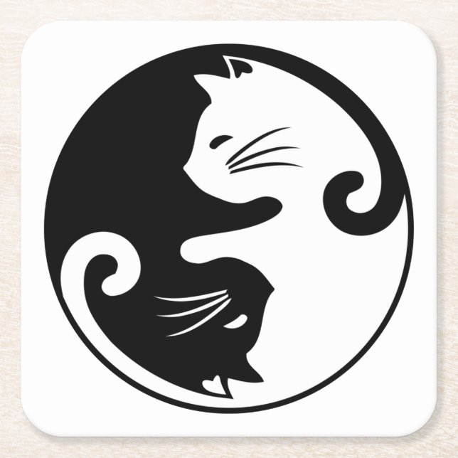 Porta-copo De Papel Quadrado Yin yang cats (Frente)