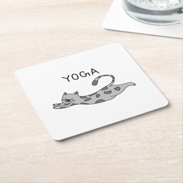 Porta-copo De Papel Quadrado Yoga Cat (Inclinado)