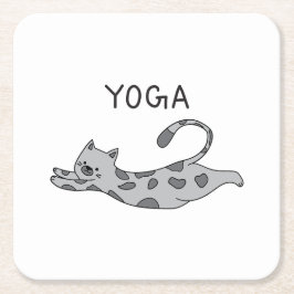 Porta-copo De Papel Quadrado Yoga Cat