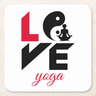 Porta-copo De Papel Quadrado Yoga do amor