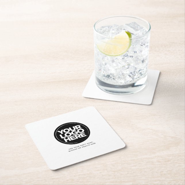 Porta-copo De Papel Quadrado Your Business Logo Simple Basic (Insitu)