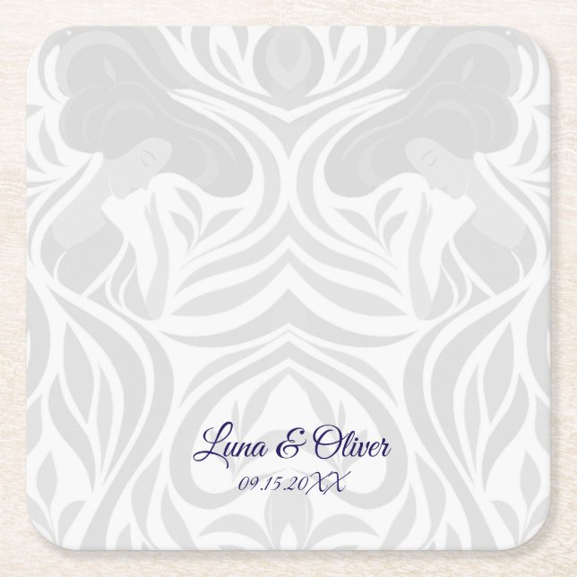 Porta-copo De Papel Quadrado Yumeji Hirado Woman Art Coaster (Frente)