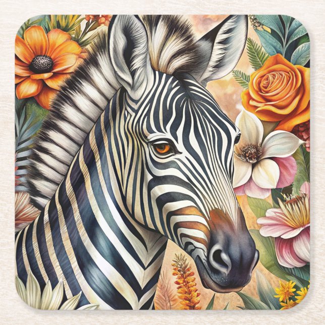 Porta-copo De Papel Quadrado Zebra (Frente)