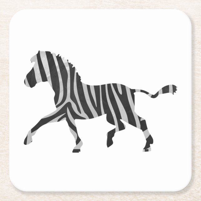 Porta-copo De Papel Quadrado Zebra Black and Light Cinzas Silhouket (Frente)