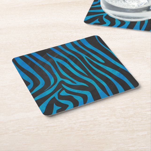 Porta-copo De Papel Quadrado Zebra Black e Blue Impressão (Inclinado)