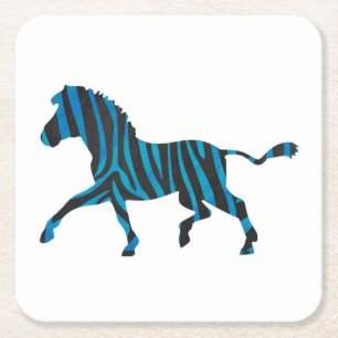 Porta-copo De Papel Quadrado Zebra Black e Blue Silhouette