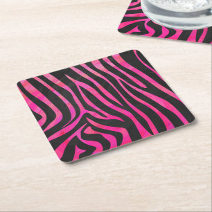 Porta-copo De Papel Quadrado Zebra Black e Hot Pink Impressão