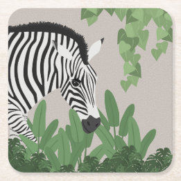 Porta-copo De Papel Quadrado Zebra entre Folhas
