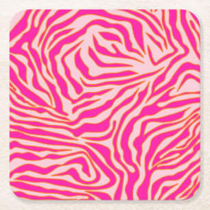 Porta-copo De Papel Quadrado Zebra Stripes Rosa Laranja Cor-de-rosa Impressão 