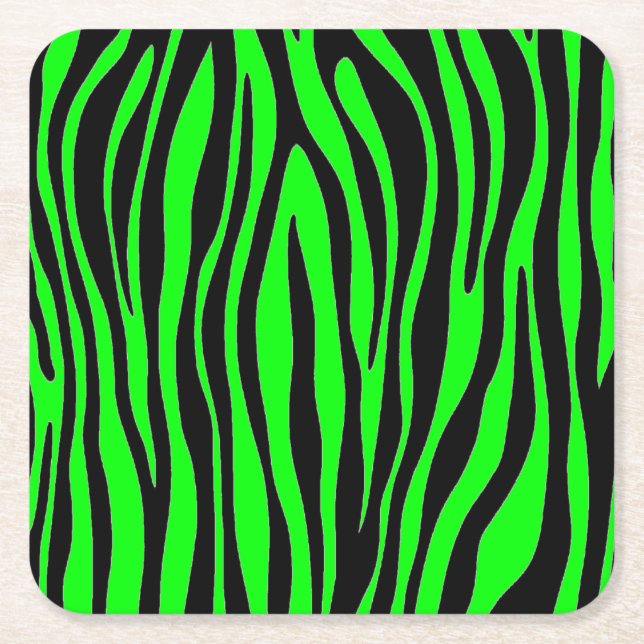 Porta-copo De Papel Quadrado Zebra verde limão (Frente)