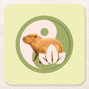 Porta-copo De Papel Quadrado Zen Capybara Yin Yang