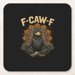 Porta-copo De Papel Quadrado Zen F-Caw-F Corvo Yoga Raven F-Caw-F Zen Divertido