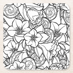 Porta-copo De Papel Quadrado Zendoodle florido
