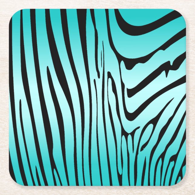 Porta-copo De Papel Quadrado Zesty Zebra Cyan (Frente)