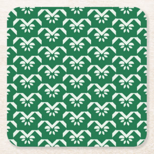 Porta-copo De Papel Quadrado Ziguezague floral verde