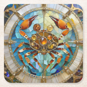 Porta-copo De Papel Quadrado Zodiac - Cancer O Caranguejo