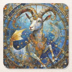 Porta-copo De Papel Quadrado Zodiac - Capricórnio, Caprino do Mar