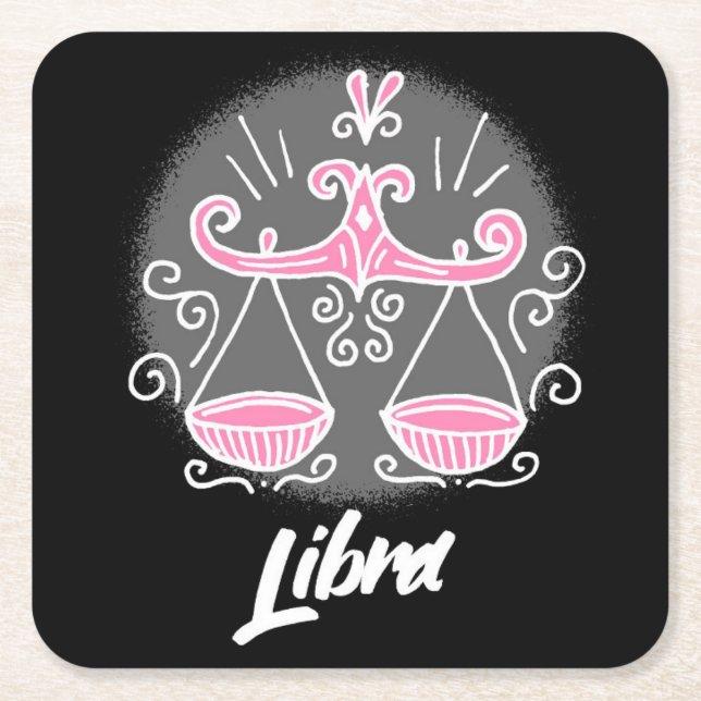 Porta-copo De Papel Quadrado Zodiac Libra (Frente)