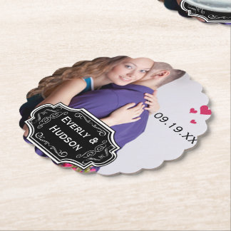 Porta-copo De Papel Quadro Personalizado de Foto Moderno de Casamento