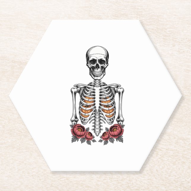 Porta-copo De Papel Quebra de Pumpkin Engraçado Skeleton (Frente)