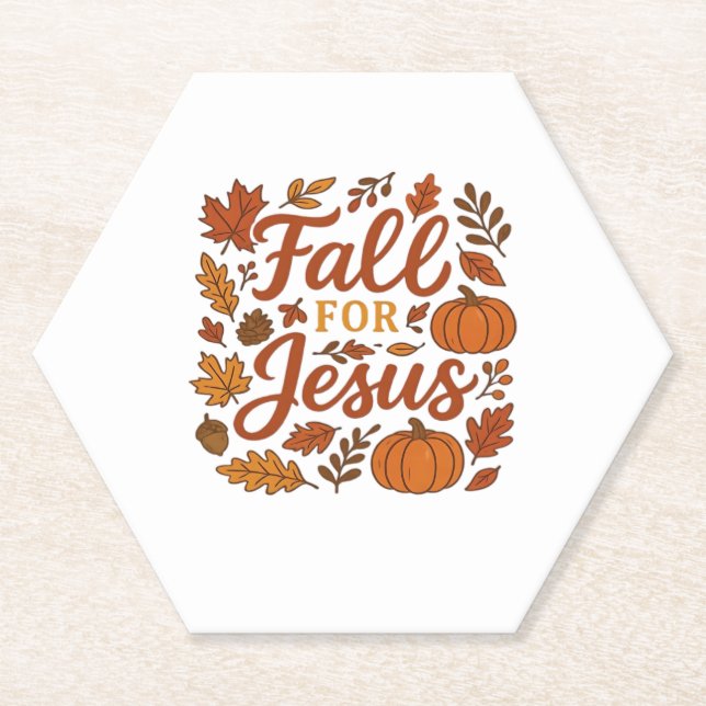 Porta-copo De Papel Queda Por Jesus Autumn Pumpkin Christian Faith Cla (Frente)
