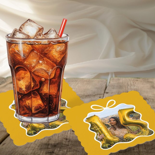 Porta-copo De Papel Quinceanera Modern Ribbon Foto (Quinceanera Modern Ribbon Photo Paper Coaster by Ricaso. Celebrate the 15 year old in style)