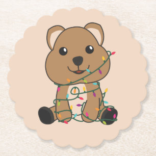 Porta-copo De Papel Quokka Natal Snow Animais de inverno Quokas