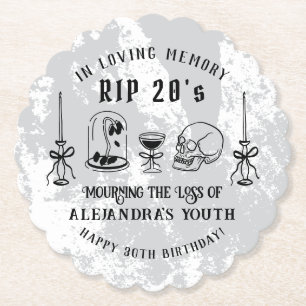 Porta-copo De Papel Rabisco RIP 20s Morte à Minha Juventude 30º Aniver