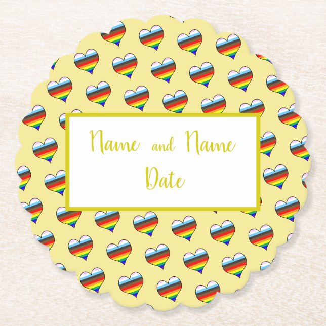 Porta-copo De Papel Rainbow Heart Pattern (Frente)