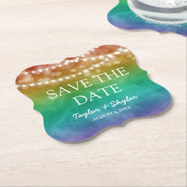 Porta-copo De Papel Rainbow Ombre Gay Casamento Salve a Data