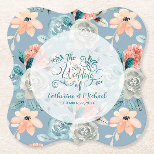 Porta-copo De Papel Raio Floral Azul Dusty Caligrafia decorativa