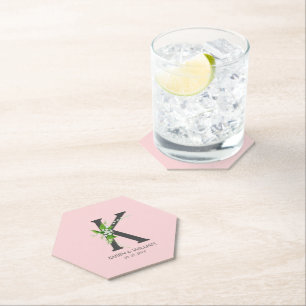 Porta-copo De Papel Ramalhete de lírio branco monograma floral mata-bo