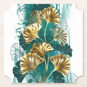 Porta-copo De Papel Ramificação com Ouro deixa Ginko Biloba