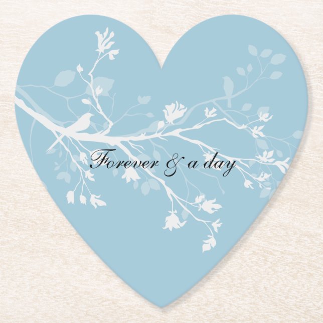 Porta-copo De Papel Ramos de Ave Branca Azul (Frente)