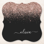 Porta-copo De Papel Rapariga do Monograma de Script Brilhante Cor-de-r<br><div class="desc">Preto e Rosa Dourado - Portas copos de papel com o nome do script de brilho cinza-rosado brilhante cinza-rosado. Isso faz a formatura perfeita,  aniversário,  casamento,  chá de panela,  aniversário,  chá de fraldas ou presente de festa de solteira para alguém que ama luxo de vidro e estilos quíticos.</div>