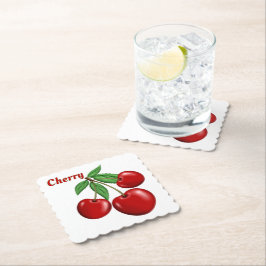 Porta-copo De Papel Red Cherries Design Personalizado