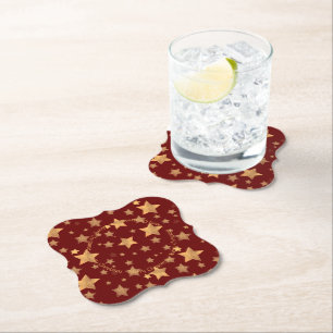 Porta-copo De Papel Red Dourado Star Elegant Vintage Natal clássico